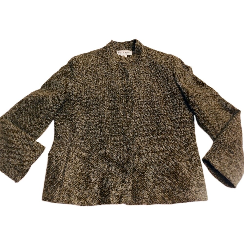 Jones New York Suit Womens Jacket Size 14 Green 60 % Wool Ghost Buttons Tweet